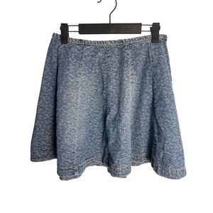 L'Amour Nanette Lepore Womens Blue Floral Denim Mini Skirt Size M Cotton